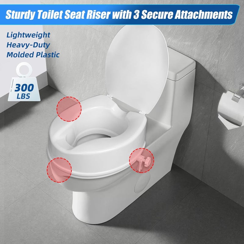 Caredear Store Raised Toilet Seat with Lid for Elderly, 6" High Toilet Seat for Elongated or Standard Commode, Raised Toilet Seat for Seniors, Handicap Toilet Seat Riser with Cover - Image 4